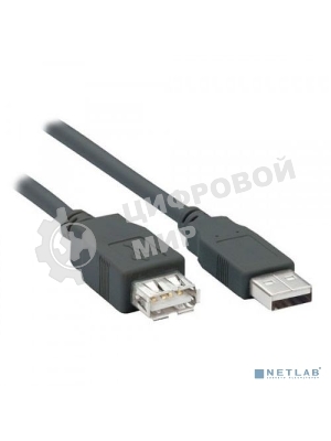 Кабель удлинитель Filum USB 2.0, 1 м., серый, разъемы: USB A male-USB A female, пакет. (FL-C-U2-AM-AF-1M)