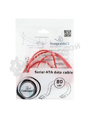 Кабель интерфейсный SATAIII Cablexpert CC-SATAM-DATA-0.8M, 80 см, 7pin/7pin, защелка, пакет