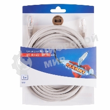 Пaтч-корд Rexant U/UTP, cat.5e, RJ45-RJ45, неэкранированный, PVC серый, 5м