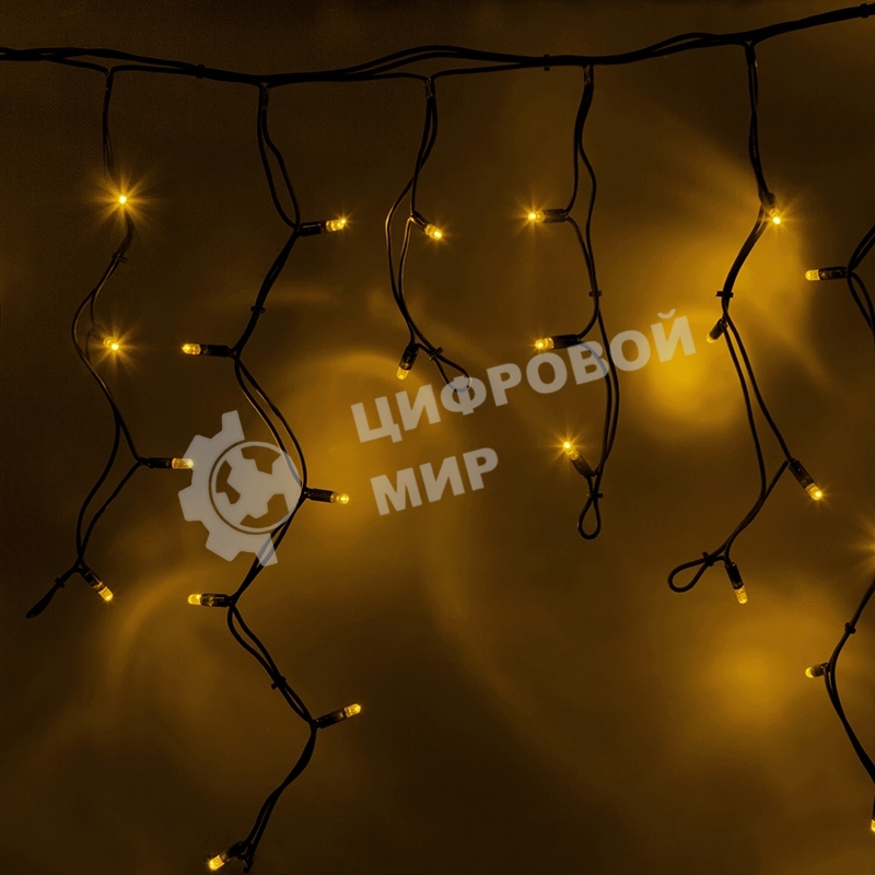 Гирлянда Neon-night Айсикл (бахрома) светодиодный, 4,0 х 0,6 м, черный провод каучук, 230 В, диоды желтые, 128 LED