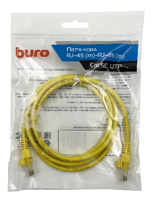 Патч-корд Buro UTP cat.5e 1.5м желтый RJ-45 (m)-RJ-45 (m)