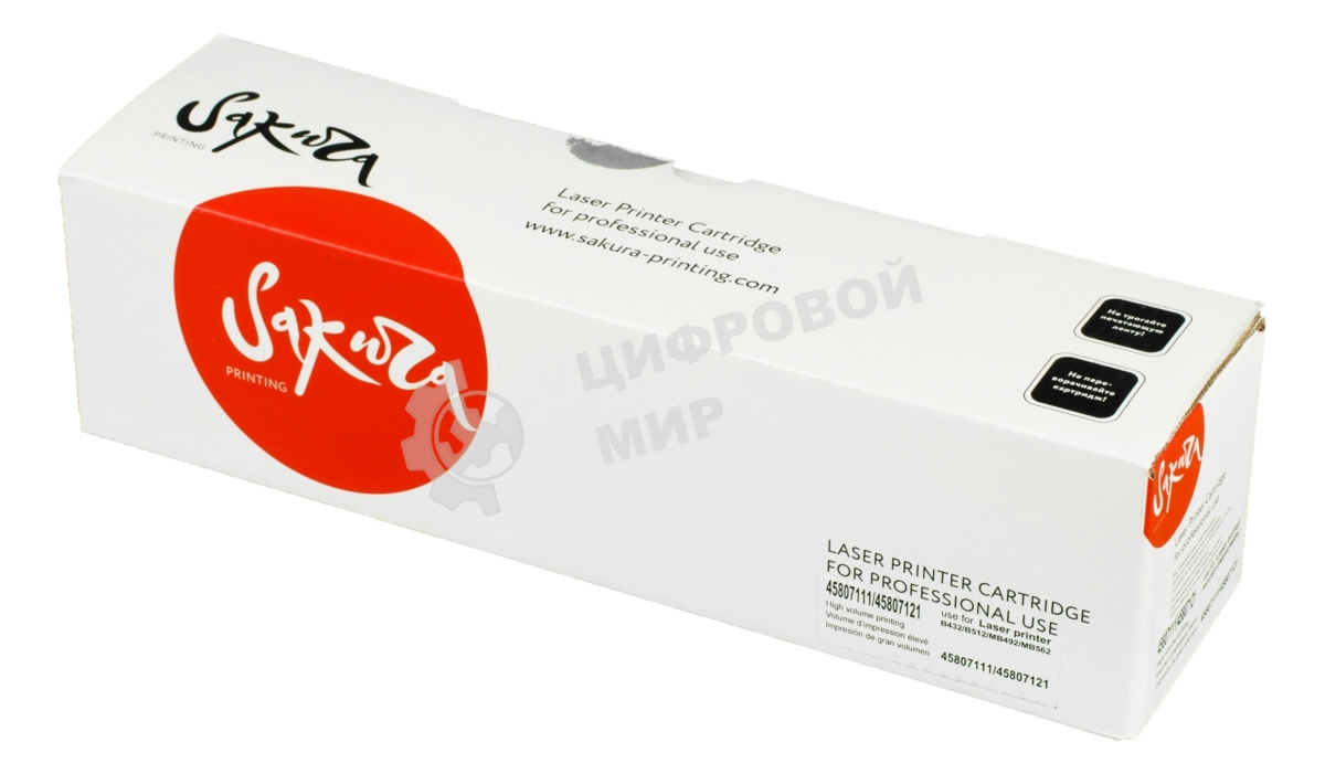 Картридж Sakura 45807111/4580721 для OKI B412/432/512/MB472/492/562, черный, 12 000 к