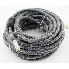 Кабель HDMI Ver.1.4 черный jack HDMI19 (m)/HDMI19 (m) 20м феррит.кольца позолоченные контакты