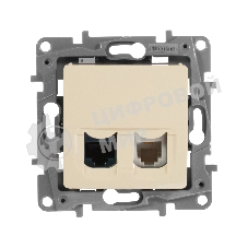 Розетка компьютерная RJ11+RJ45 к. 5 UTP, сл. кость ETIKA Розетка RJ11+RJ45 к. 5 UTP, сл. кость