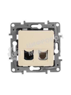 Розетка компьютерная RJ11+RJ45 к. 5 UTP, сл. кость ETIKA Розетка RJ11+RJ45 к. 5 UTP, сл. кость