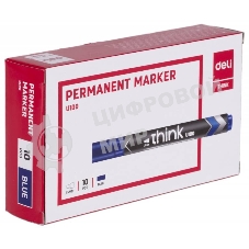 Маркер перманентный Deli Think EU10030, круглый пишущий наконечник, 2мм, синий