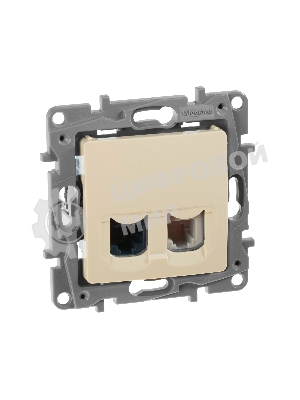 Розетка компьютерная RJ11+RJ45 к. 5 UTP, сл. кость ETIKA Розетка RJ11+RJ45 к. 5 UTP, сл. кость