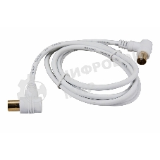 Шнур ТВ гнездо - ТВ штекер, угловой, длина 5 метров, белый Rexant