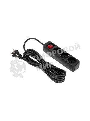 Удлинитель STANDARD 3 гнезда, 5м, 3х1,0мм², с/з, с выключателем, черный REXANT