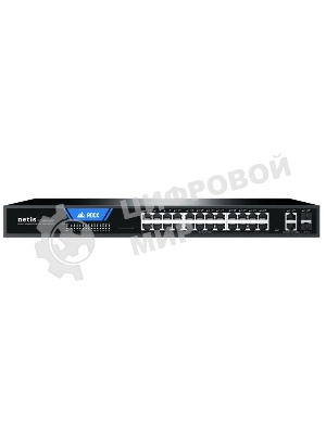Коммутатор Netis ST228GPR-2G2S (L2) 26x1Gbит/с 2SFP 24PoE 375W настраиваемый