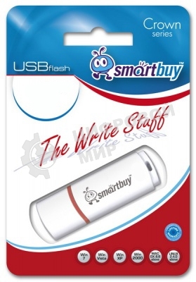 Флешка USB Smartbuy Crown white (SB64GbCRW-W), 64Gb, USB 2.0, R/W 20/10, белый/красный