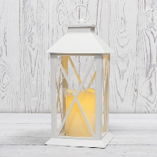 Декоративный фонарь Neon-night со свечой 14x14x29 см, белый корпус, теплый белый цвет свечения