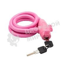 Тросовый замок взломостойкий для велосипедов и колясок с ключом Четыре сезона 100 см розовый 79-0304