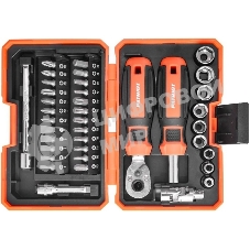 Набор инструментов Patriot SPS-38 трещотка с торцевыми головками, отвертка-битодержатель с битами, CR-V, двухкомпонентные рукоятки, 38 предметов