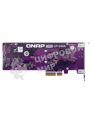 Плата расширения QNAP QM2-2P-244A Dual M.2 22110/2280 SATA SSD expansion card (PCIe Gen2 x2), Low-profile bracket pre-loaded, Low-profile flat and Full-height are bundled (shorter version to support TVS-x82/TS-x77 PCIe slot 2 & slot 3)