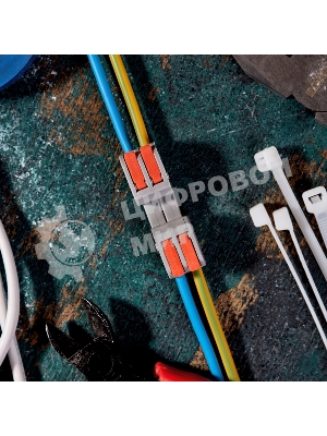 Клемма Rexant СМК 222-422R проходная разъемная 2 полюса серый 0,2-2,5/4 мм² (50 шт/уп)