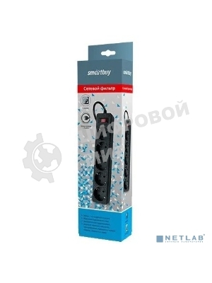 Сетевой фильтр Smartbuy SBSP-18-K One, 10А, 2 200 Вт, 5 розеток, длина 1,8 м, черный (SBSP-18-K)/45
