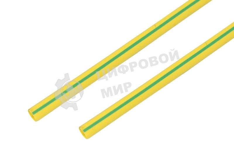 Термоусаживаемая трубка Rexant 10,0/5,0 мм, желто-зеленая, упаковка 50 шт. по 1 м