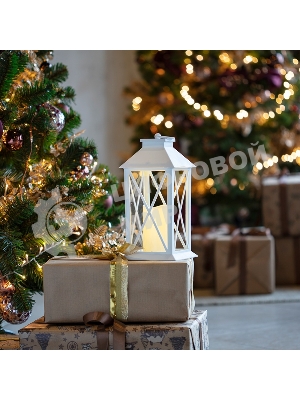 Декоративный фонарь Neon-night со свечой 14x14x29 см, белый корпус, теплый белый цвет свечения