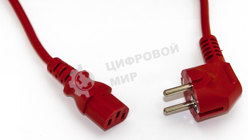 Кабель питания компьютера (Schuko+C13) (3x1.0), 10A, угловая вилка, 5 м, красный Hyperline PWC-IEC13-SHM-5.0-RD