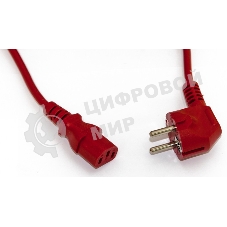 Кабель питания компьютера (Schuko+C13) (3x1.0), 10A, угловая вилка, 5 м, красный Hyperline PWC-IEC13-SHM-5.0-RD