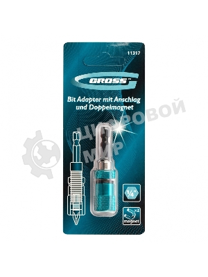 Адаптер для бит Gross с ограничителем и двойным магнитом, 1/4