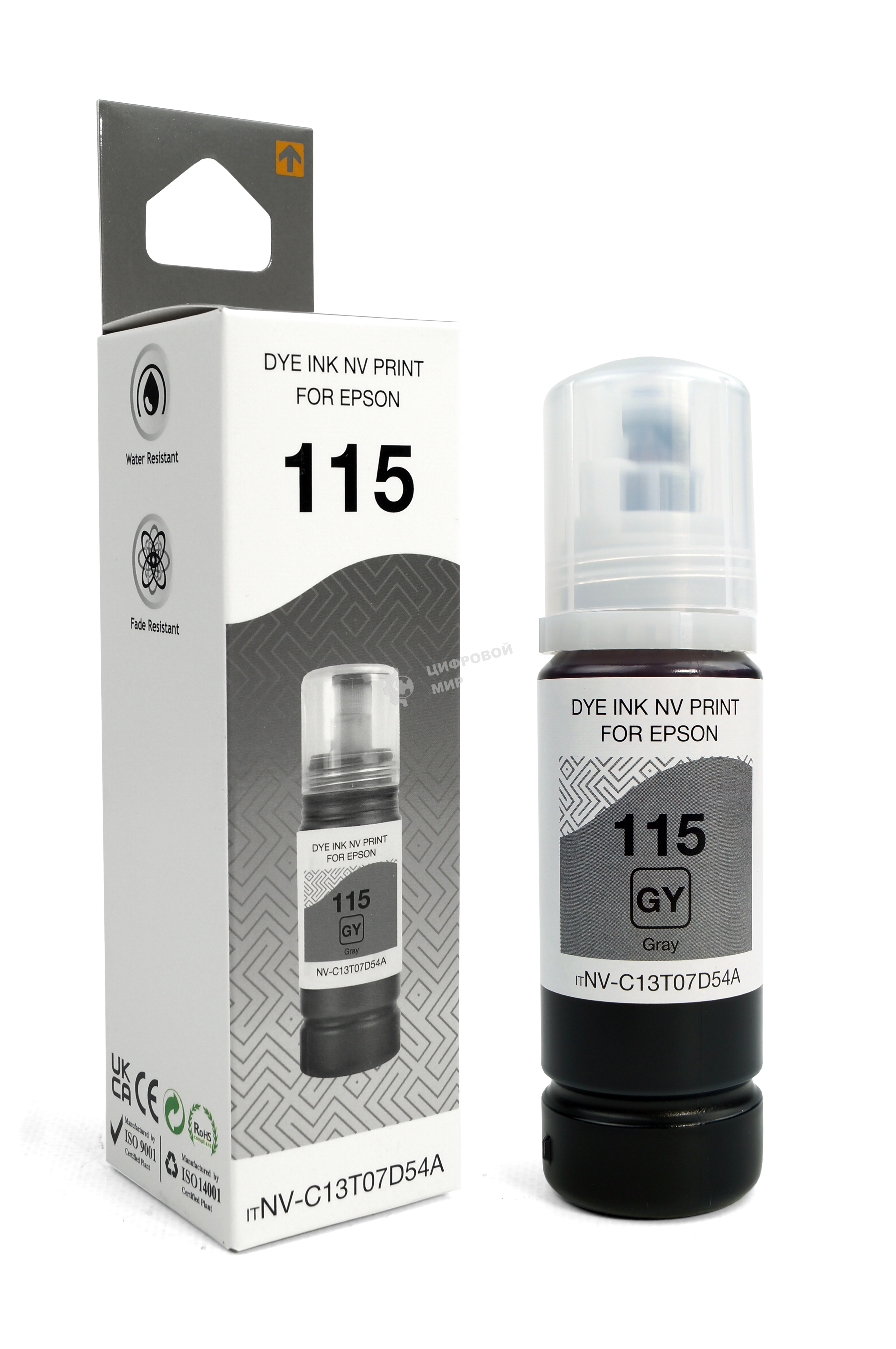 Чернила NVP 115 (NV-C13T07D54A) для Epson L8160, L8180 (70 мл) Gray (в коробке) совместимые