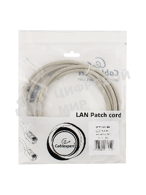 Патч-корд UTP Cablexpert cat.5e, 1.5м, литой, многожильный, серый
