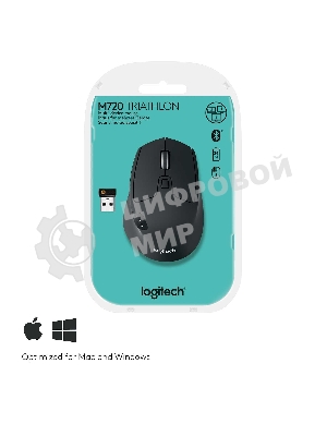 Мышь беспроводная Logitech M720 Triathlon черный, 1000 dpi, радиоканал, Bluetooth, USB, кнопки - 8