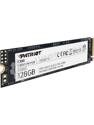 Накопитель SSD Patriot P300, 128Gb, PCIe 3.0 x4, M.2 2280, NVMe, R/W 1600/600