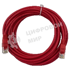 Патч-корд Buro UTP 4 пары cat.5e CCA molded 5м красный RJ-45 (m)-RJ-45 (m)