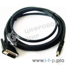 Кабель HDMI-DVI Cablexpert CC-HDMI-DVI-15, 19M/19M, single link, медь, позол.разъемы, экран, 4.5м, черный, пакет