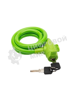 Тросовый замок взломостойкий для велосипедов и колясок с ключом Четыре сезона 100 см зеленый 79-0303