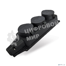 Розетка трехместная настенная с заглушками c заземлением каучук 16А 250В IP44 (602230)