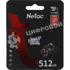 Флеш карта microSDHC 512Gb Netac P500 ULTRA NT02P500ULT-512G-S (без SD адаптера) 100Mb/s