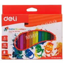 Мелки восковые Deli EC20010 трехгранные 18 цветов, коробка с европодвесом