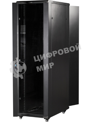 Шкаф коммутационный Lanmaster (TWT-CBB-42U-6X10-G1) напольный 42U 600x1000 мм пер. дв. стекл задн. дв. спл. стал. лист 2-хст. 2 бок. пан. 800 кг черный IP20