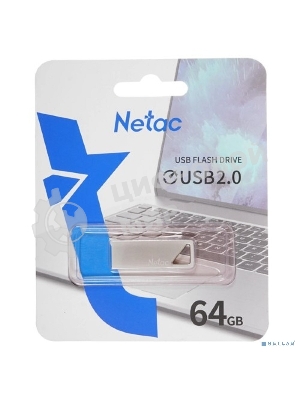 Флешка USB Netac U326 (NT03U326N-064G-20PN), 64Gb, USB 2.0, R/W 50/15, серебристый
