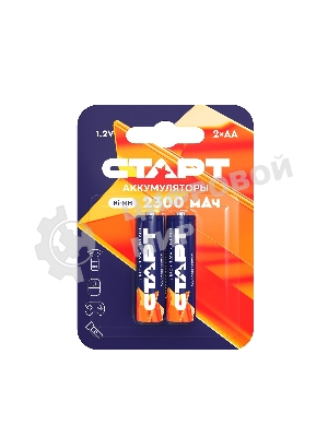 Аккумуляторы СТАРТ HR6 AA 2300mAh Ni-MH BL2 24/384, AA, 2300 мАч, 2 шт. в блистере
