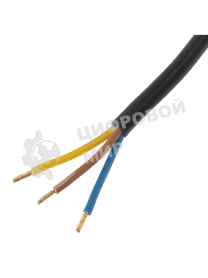 Шнур сетевой Energy Series, ПВС, 1,5 м, 3х1,5 мм, с неразборной вилкой, черный Denzel