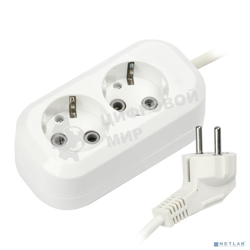 Удлинитель Smartbuy SBE-16-2-03-Z 2 гнезда 3 метра 16А/3,5 кВт с заземлением ПВС 3х1 мм2