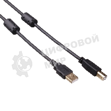 Кабель USB 2.0 A-->B 3м ExeGate 2 фильтра, позолоченные контакты
