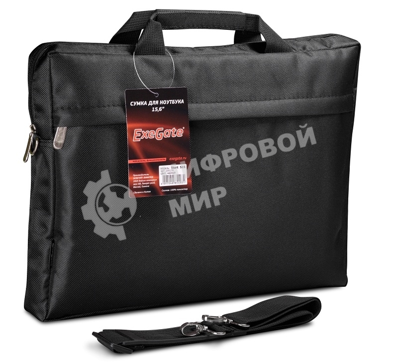 Сумка для ноутбука ExeGate EX205135RUS Start S15 Black, черная, полиэстер, для ноутбуков до 15.6