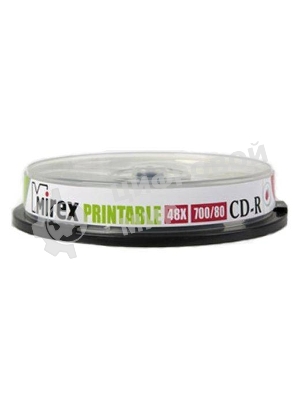Диск CD-R Mirex 700 Mb, 48х, Cake Box (10), Ink Printable (10/300)