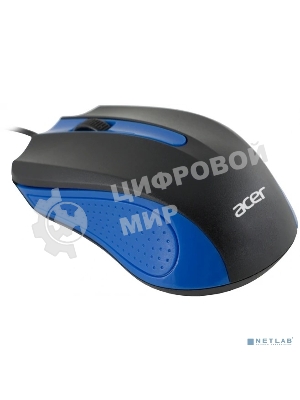 Мышь проводная Acer OMW011 черный/синий, 1200 dpi, USB, кнопки - 3