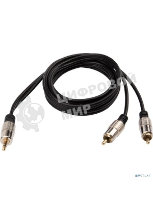 Шнур Rexant Стерео 3,5 мм - 2 RCA длина 1,5 метра (GOLD-металл)