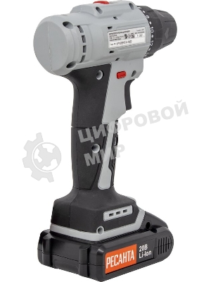 Дрель-шуруповерт Ресанта ДА-20-2ЛК-Б, 20 В, 2 Ач, 55 Нм, щеточный