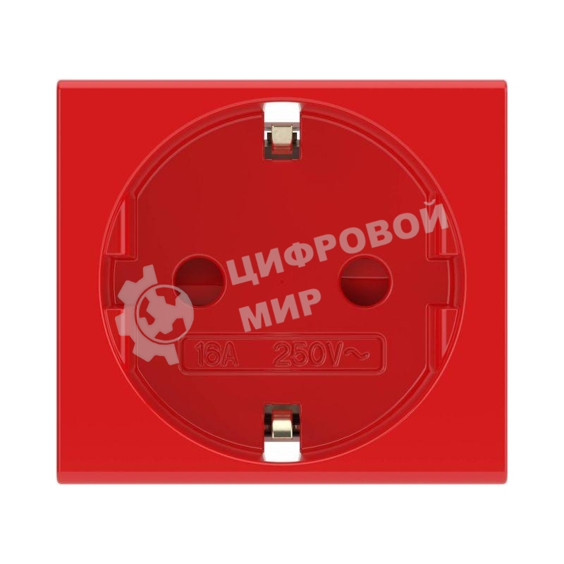 Розетка 1-м СП Viva 2мод. защ. шторки с заземл. красн. ДКС 45015