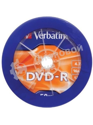 Диск DVD-R Verbatim 4.7Gb 16x Cake Box (50шт) (43731)