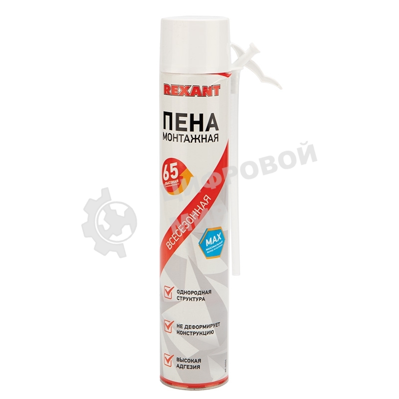 Пена монтажная всесезонная с трубочкой Rexant 65 л max
